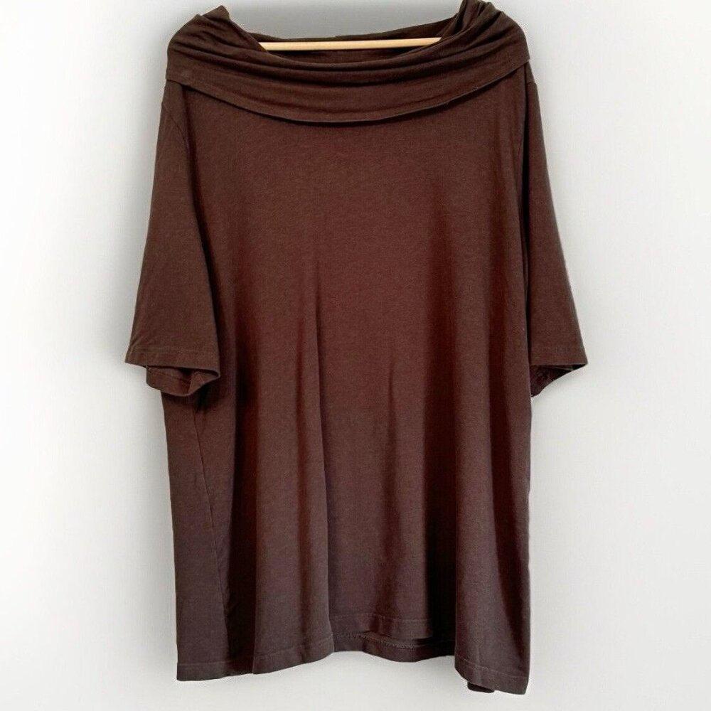 Bryn Walker Women’s Brown Bamboo Cowl Neck Sweater Large 3/4 Sleeves Lagenlook